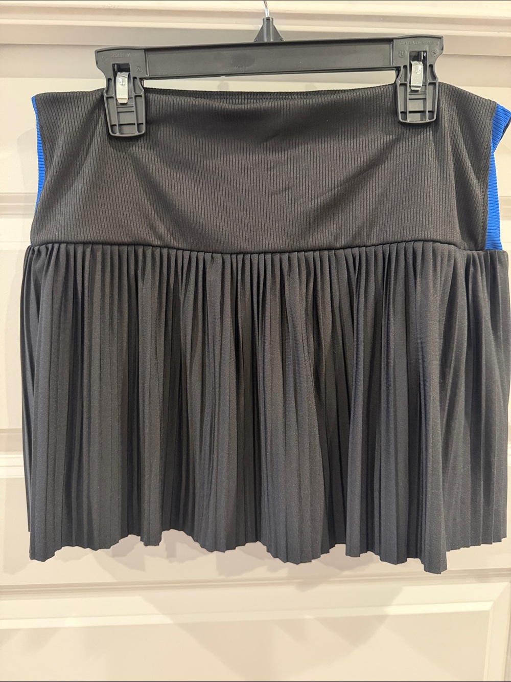 Lucky in Love Black Pleated Circle Tennis Skirt with Blue Trim